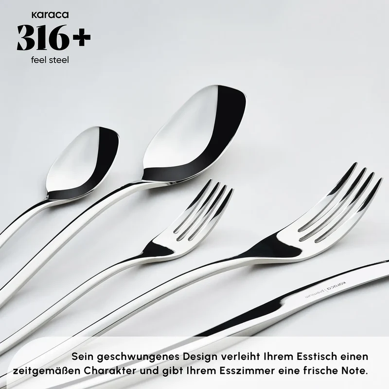 Karaca Dora 316+ Premium 84 Teiliges Für 12 Personen Besteck Set