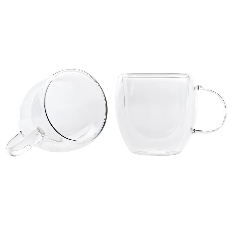 Karaca Double Wall Borosilikat Glas Tassenset für 2 Personen 150 ml with Handle
