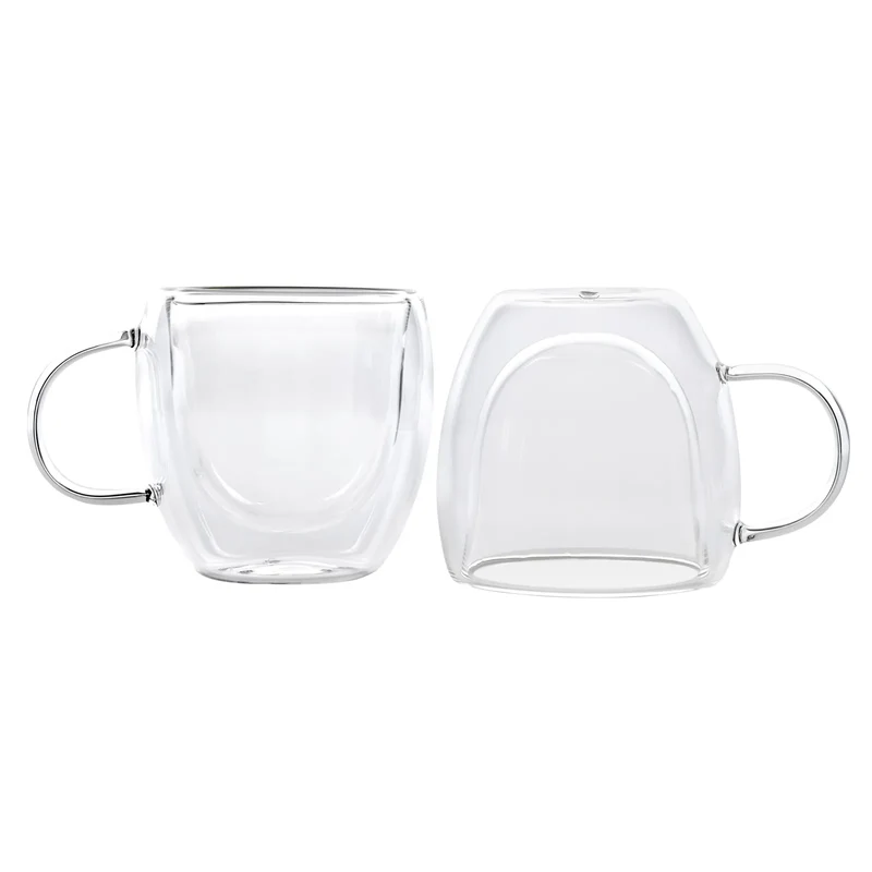 Karaca Double Wall Borosilikat Glas Tassenset für 2 Personen 150 ml with Handle