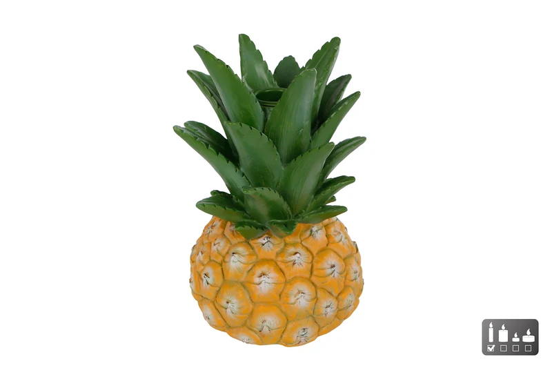 Kerzenleuchter "Ananas" gelb/grün aus Polystone 12x12x18cm