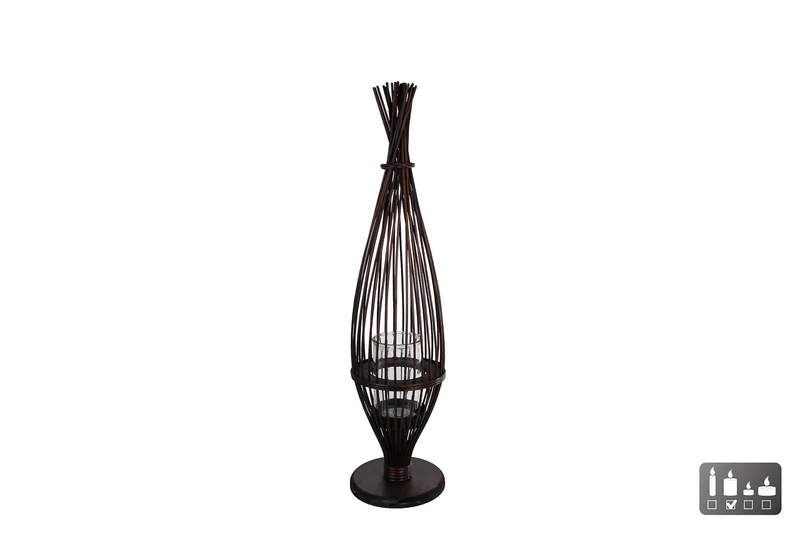 Windlicht "Freek" XL antik braun Schilf 75x18.5x18.5cm