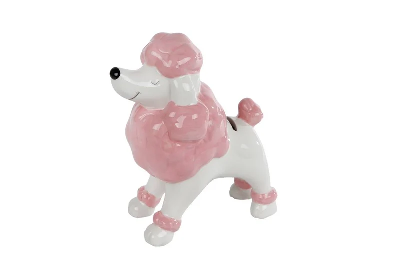 Spardose "Pudel" weich rosa Keramik 16.5x9x18cm