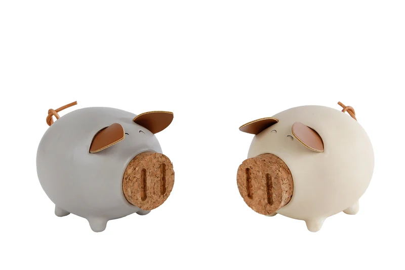 Spardose "Schwein" creme/beige 2fach sortiert Steingut 12x9,5x9cm