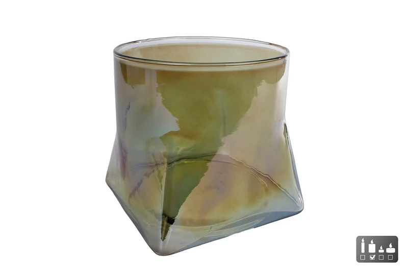 Windlicht "Hurricane" S mehrfarbig grünes Glas 18x18x17cm