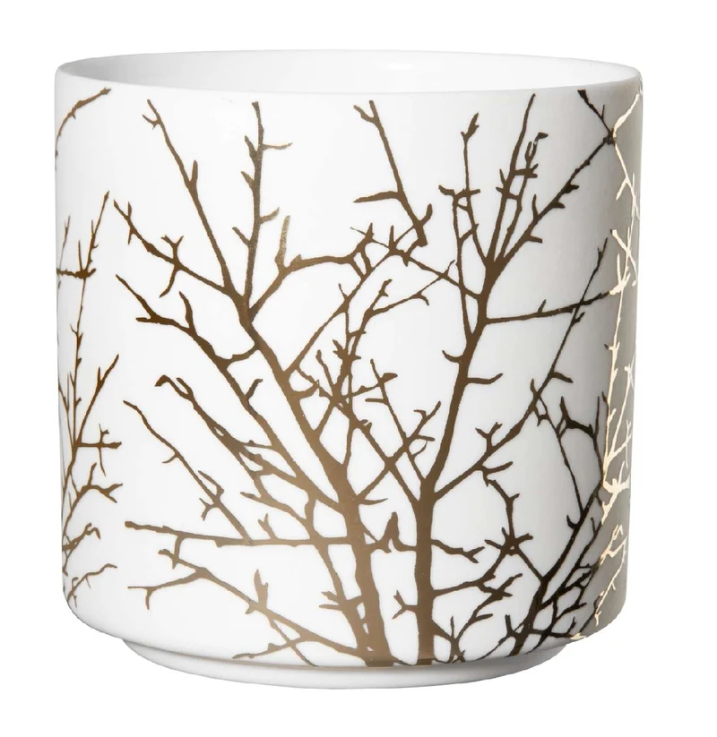 ASA Windlicht Äste zylindrisch weiss/gold 8,8 cm