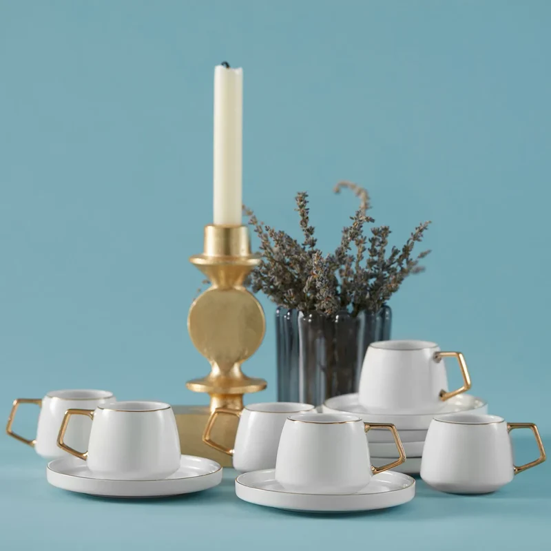 Karaca Streamline Saturn Kaffeetassen-Set für 6 Personen Gold