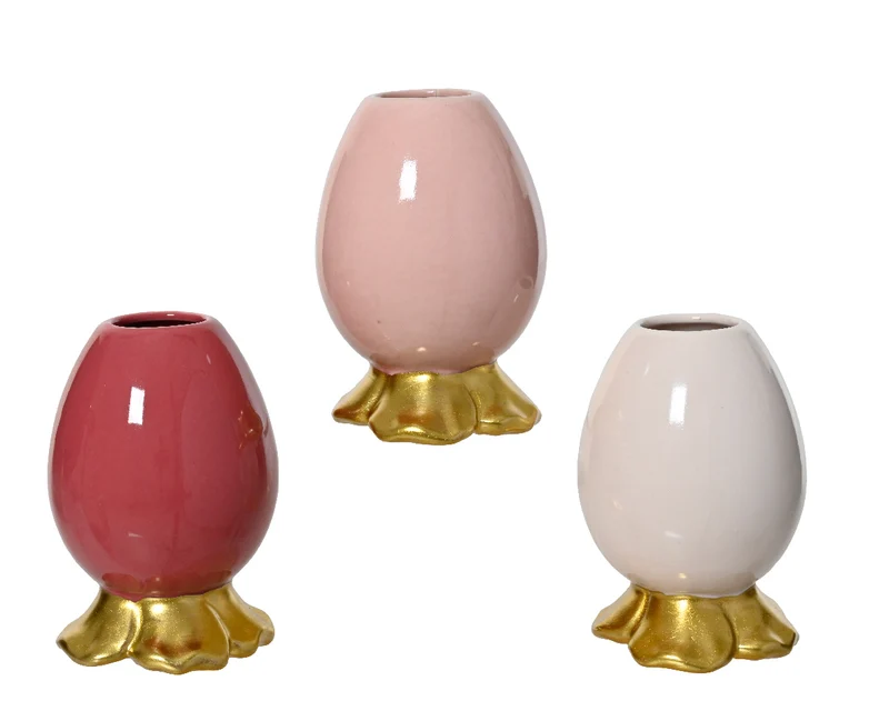 Einblumen-Vase aus Porzellan, Rosenmix, 3 Farben, sortiert, D6 H9cm