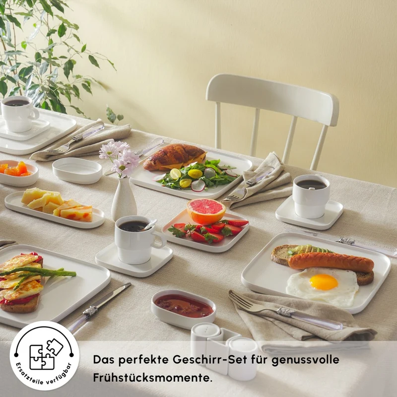 Karaca Stream Pure Cubique 35-Teiliges 6-Personen Frühstücksset Quadrat