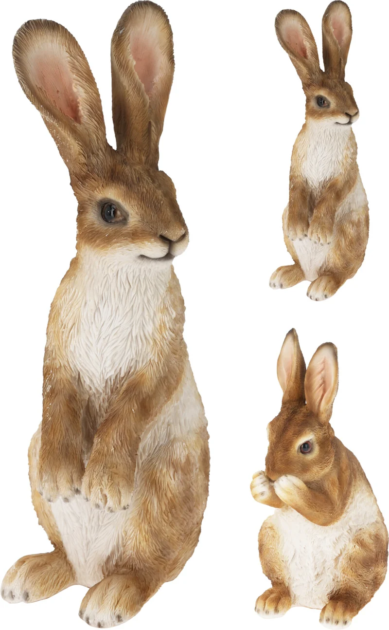 KANINCHEN STEHEND POLYSTONE 14X10X23CM 2 SORTEN