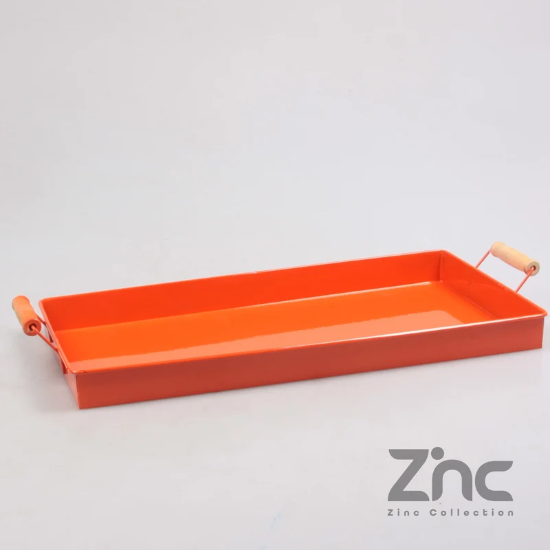 Zinkschale, rechteckig, 20 x 40 cm, orange
