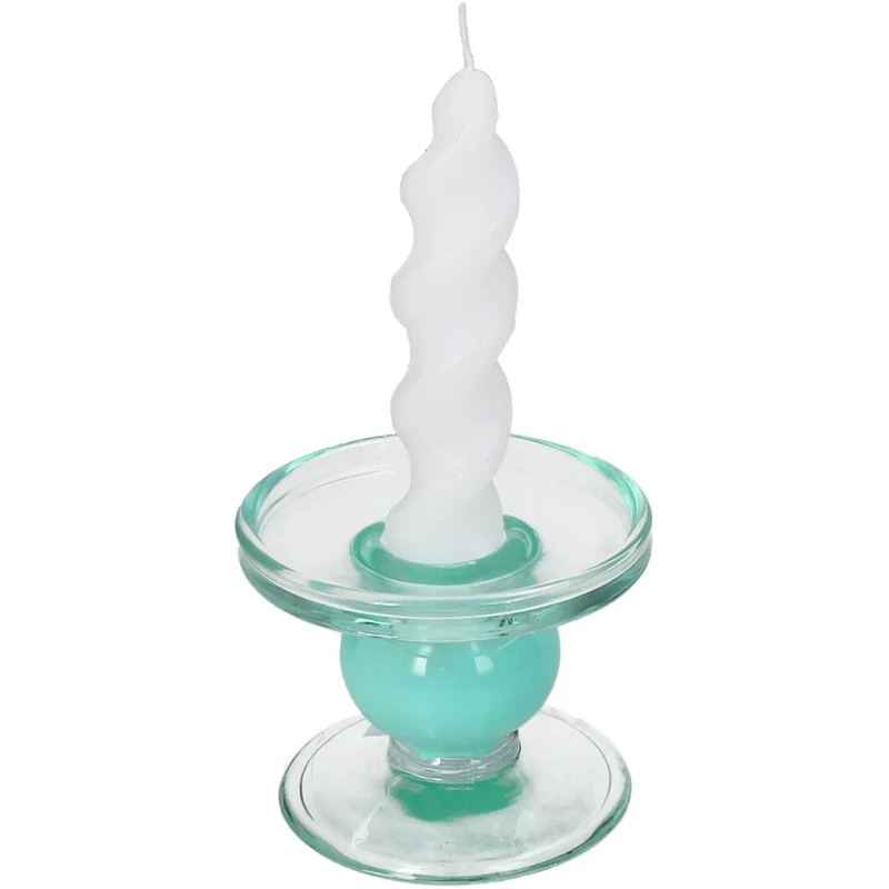 Kerzenhalter Glas Türkis 9x9x7cm