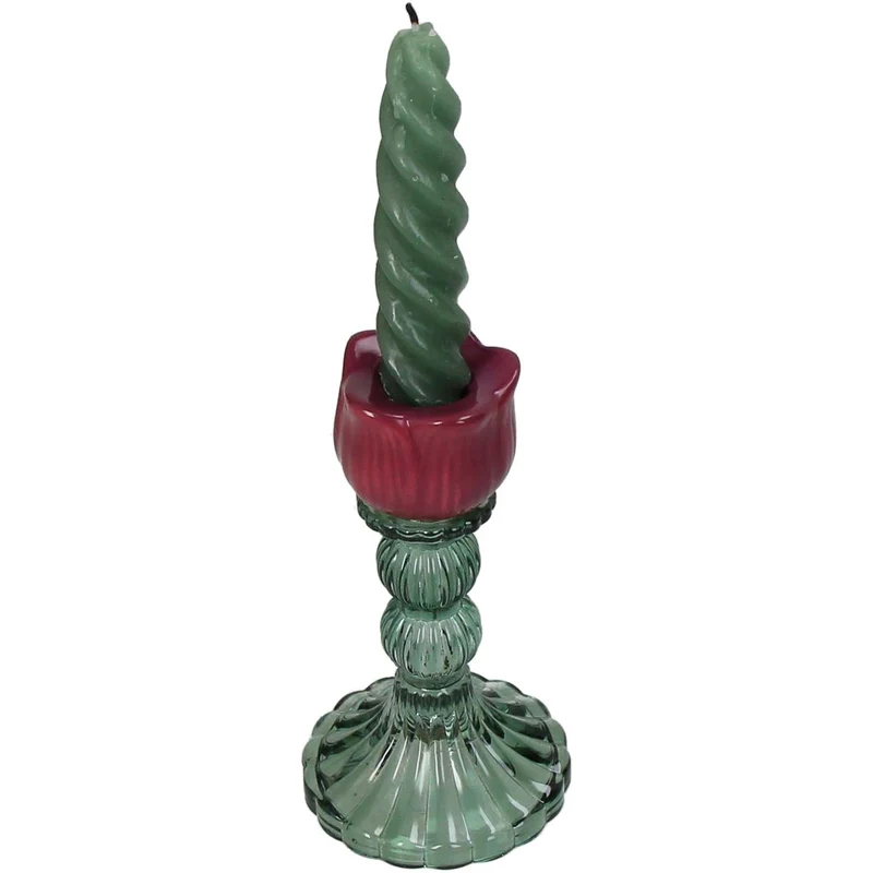 Kerzenhalter Tulpe Glas Lila 8x8x14,5cm