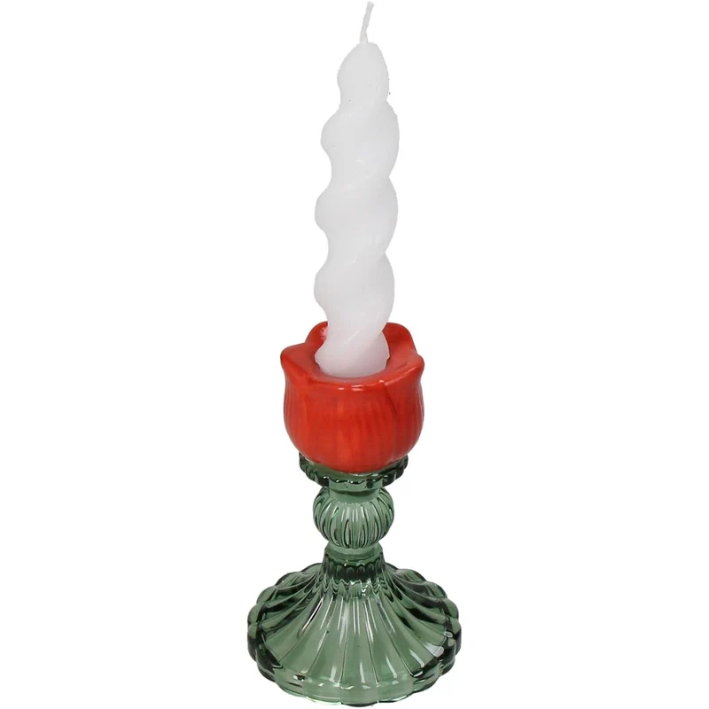 Kerzenhalter Tulpe Glas Orange 8x8x12cm