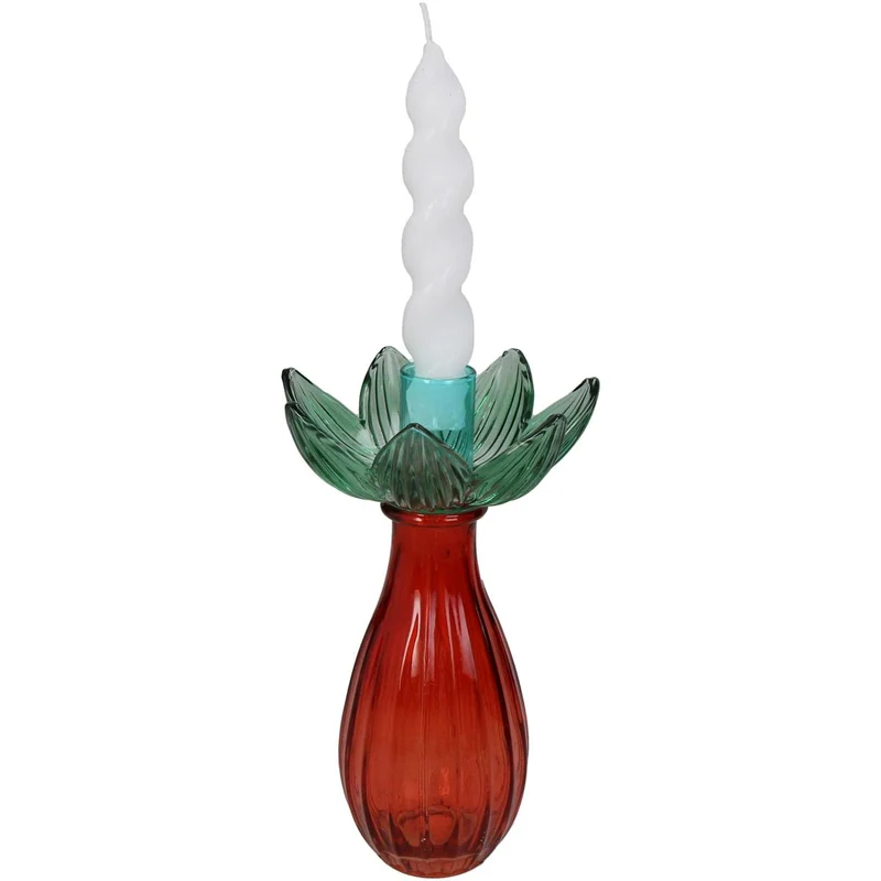 Kerzenhalter Blumen Glas Mehrfarbig 11x11x19cm