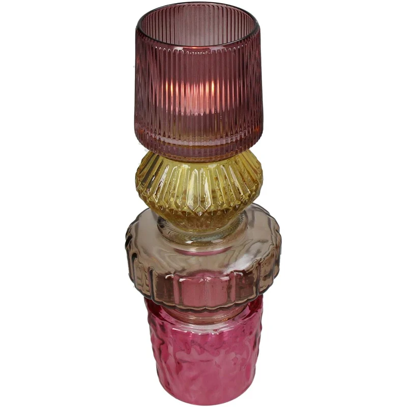 Kerzenhalter Glas Mehrfarbig 10x10x26cm