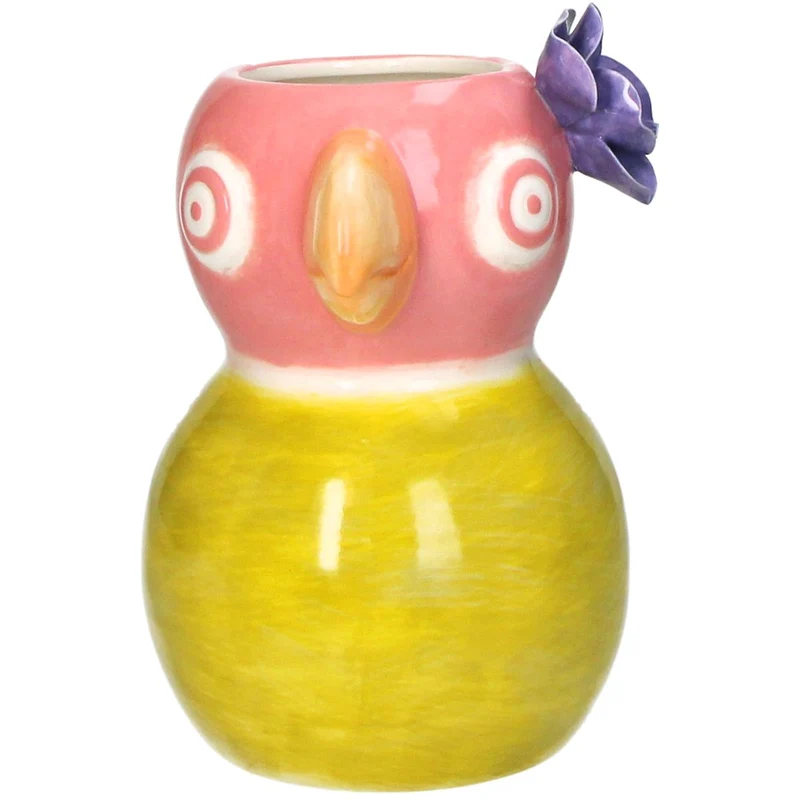 Vase Vogel Steingut Mehrfarbig 15x13,5x19,5cm