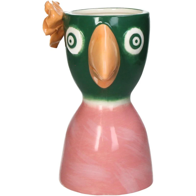 Vase Vogel Steingut Mehrfarbig 14,6x13,5x21,7cm