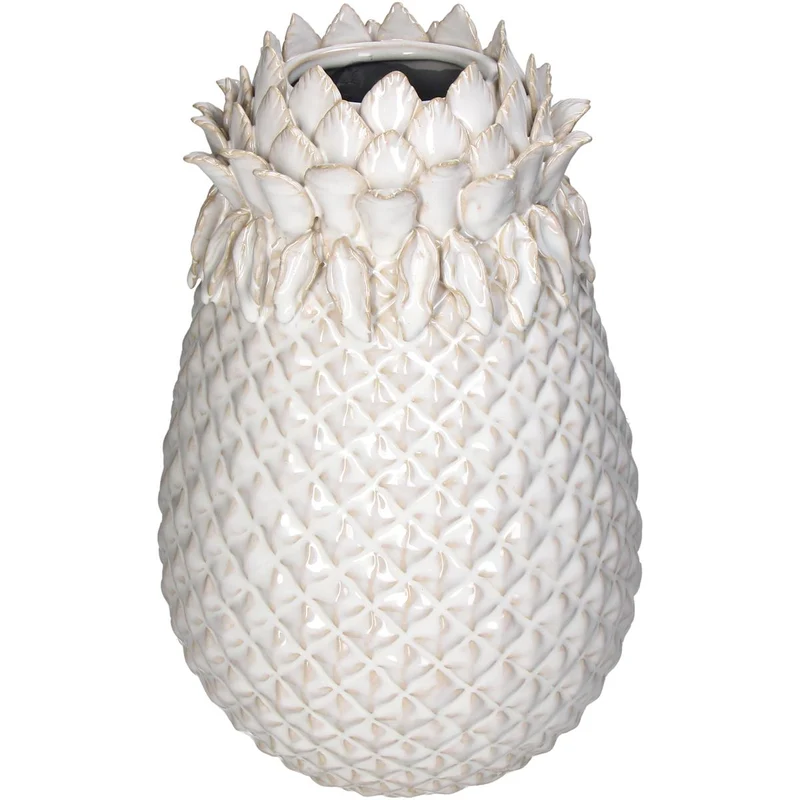 Vase Steingut Weiß 22x22x34,5cm