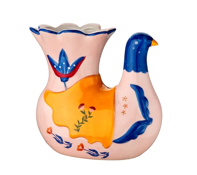 Steingutvase, Sunwing-Blau, 20 x 9,8 x 18,5 cm