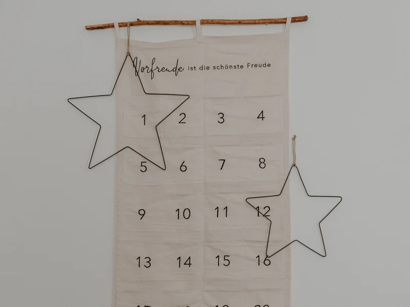 Eulenschnitt Adventskalender Vorfreude beige 120x60cm