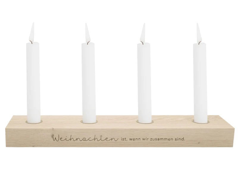 Eulenschnitt Adventskerzenbrett aus Eiche Weihnachten 35cm