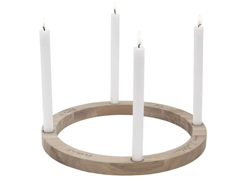 Eulenschnitt Adventskranz aus Eiche 36cm