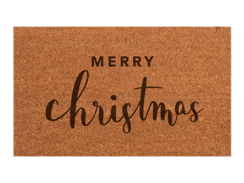 Eulenschnitt Kokos Fußmatte Merry Christmas beige 75x45cm