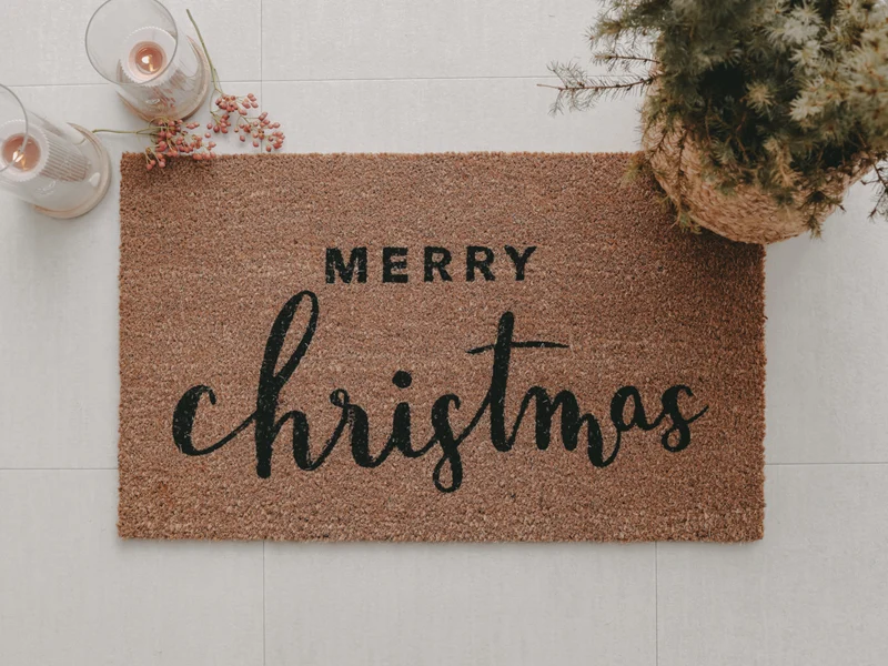 Eulenschnitt Kokos Fußmatte Merry Christmas beige 75x45cm