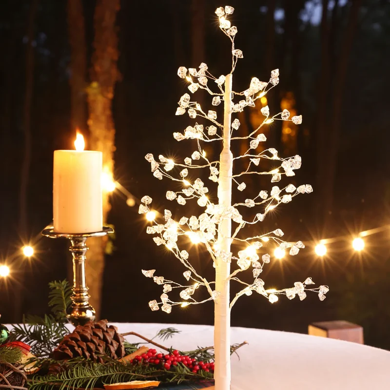 Karaca Christbaum mit LED-Lichtern, 10,5 cm x 10,5 cm x 45 cm, Weiß