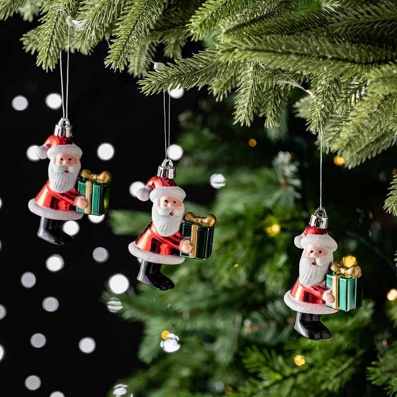 Karaca Home Weihnachtsmann mit Geschenk Christbaumschmuckbaum, 3er Set