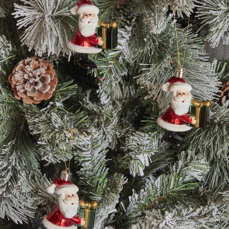 Karaca Home Weihnachtsmann mit Geschenk Christbaumschmuckbaum, 3er Set