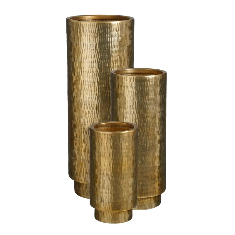 Canyon-Topf, rund, goldfarben, 3er-Set – H 99 x D 36,5 cm