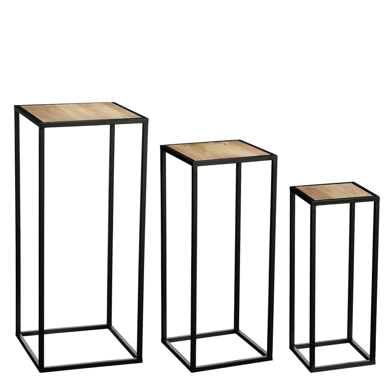 Quinty Beistelltisch schwarz, 3er-Set, FSC Mix - L32 x B32 x H70 cm