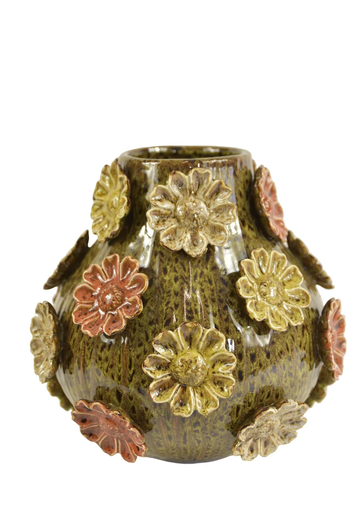 Blumenvase D32 H30cm Grün/Mehrfarbig