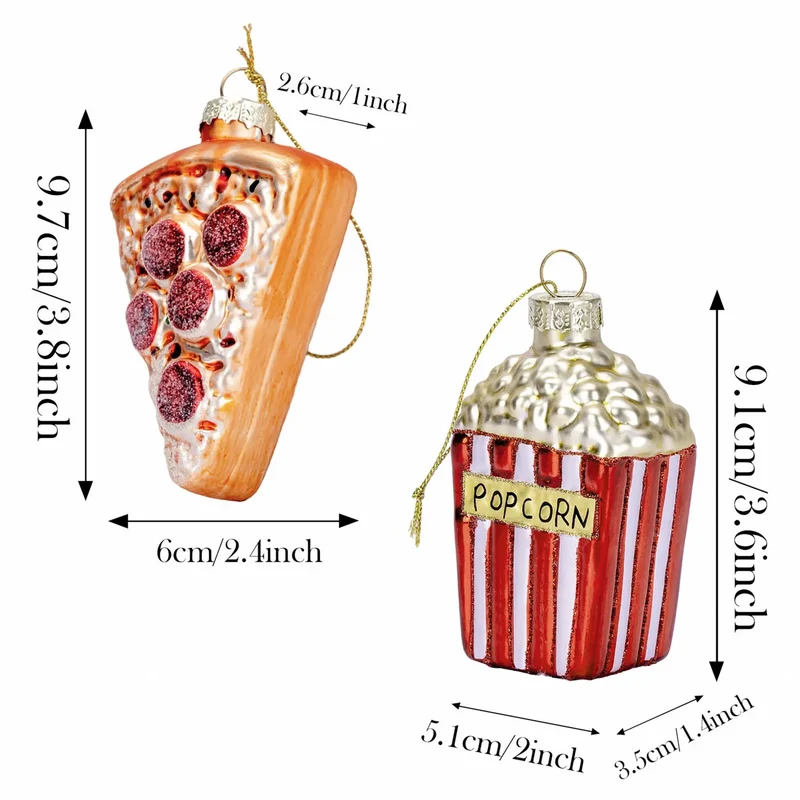 Karaca Home Weihnachten Popcorn Pizza Baumschmuck Set, 2 Teilig
