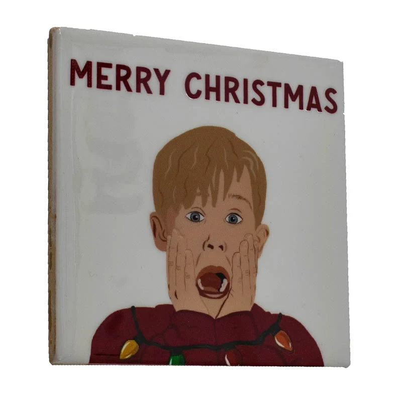 Fliese Merry Christmas Kevin allein zu Haus 10,5x10,5x0,5cm Keramik