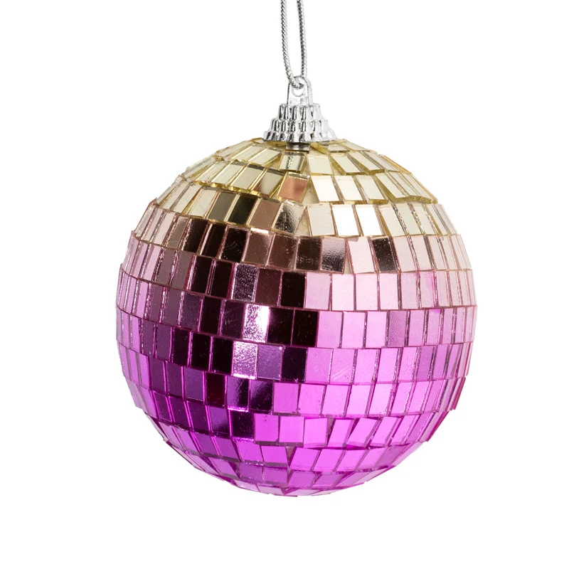 Set mit 6 Discokugeln, 8 cm, rosa/gelb