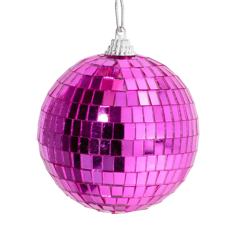 Set mit 6 Discokugeln, 8 cm, fuchsia