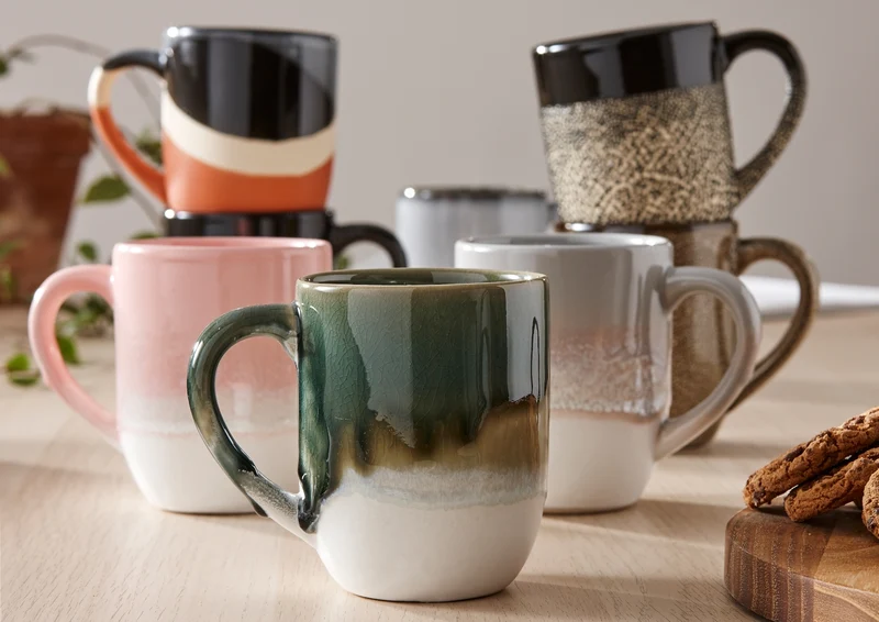 ladelle CAFE Becher mit Henkel strukturiert schwarz 0,3 l