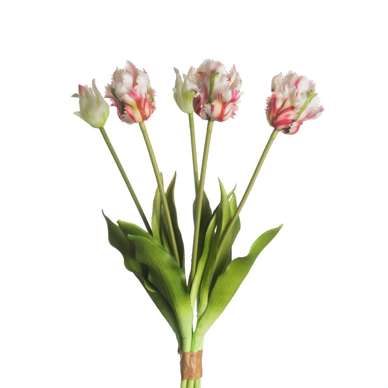 Real Touch Papageientulpe x5 L40cm Rosa/Grün