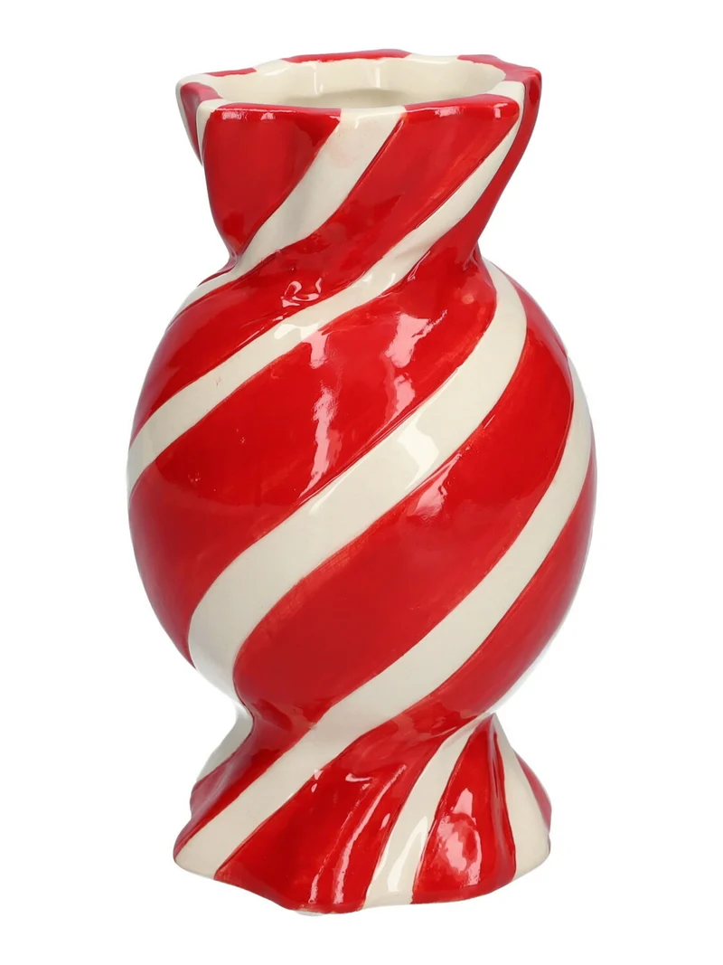 Vase Candy d6,5/8,5 x h15 rot/weiß gewirbelt