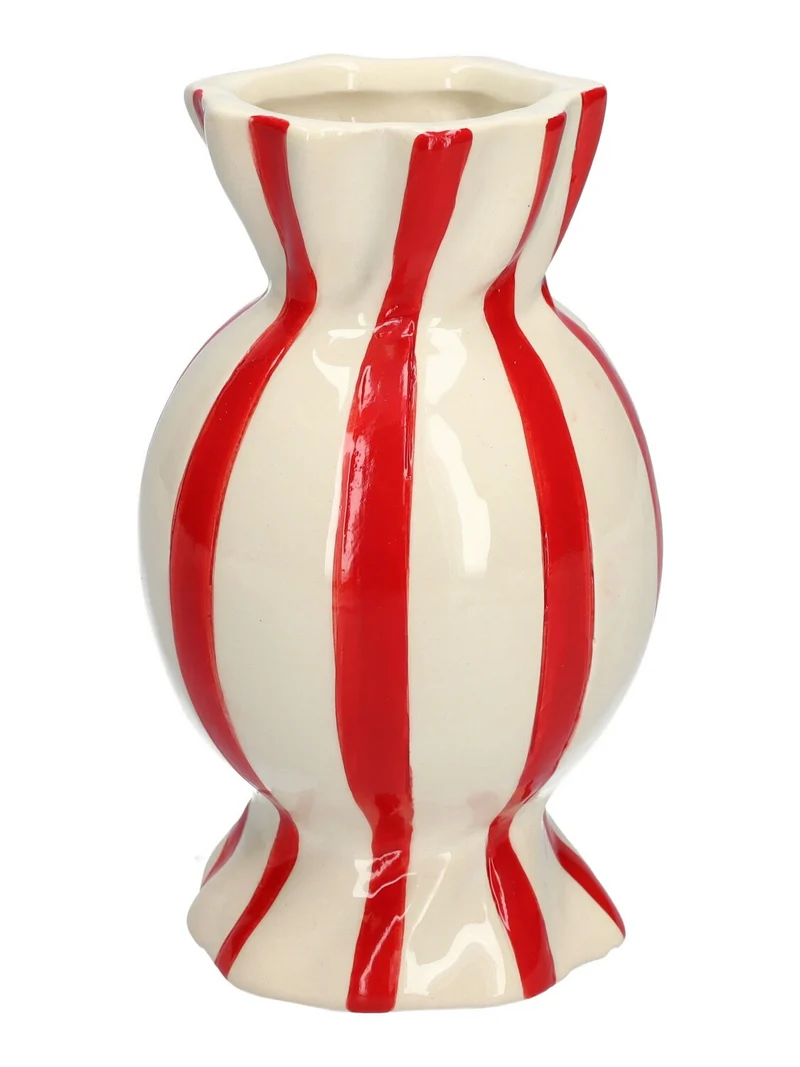 Vase Candy d9/11,5 x h20 rot/weiß