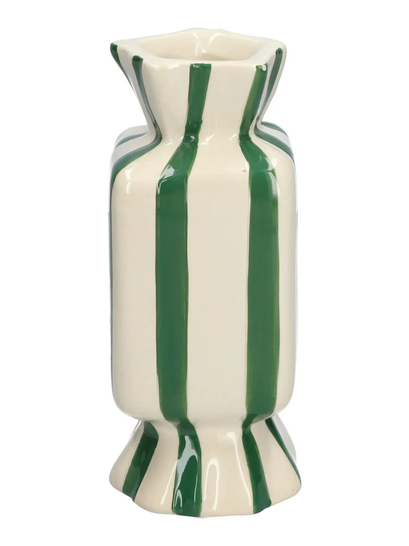 Vase Candy 9x9x20 grün/weiß