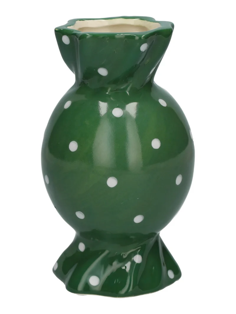 Vase Candy d6,5/8,5 x h15 grün+Punkte