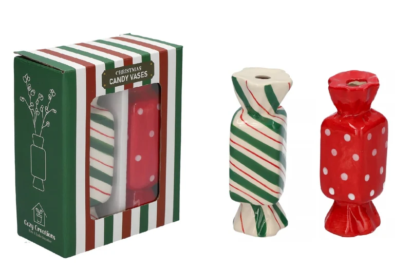 Geschenkbox 2er-Set Vase Candy 4,5x4,5x11,5 grün Schaukarton