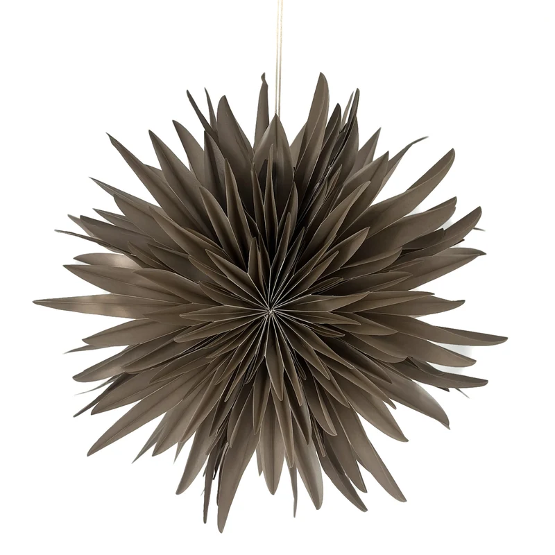 Weihnachtsstern-Schnee, 40 cm, taupefarben mit Pendel