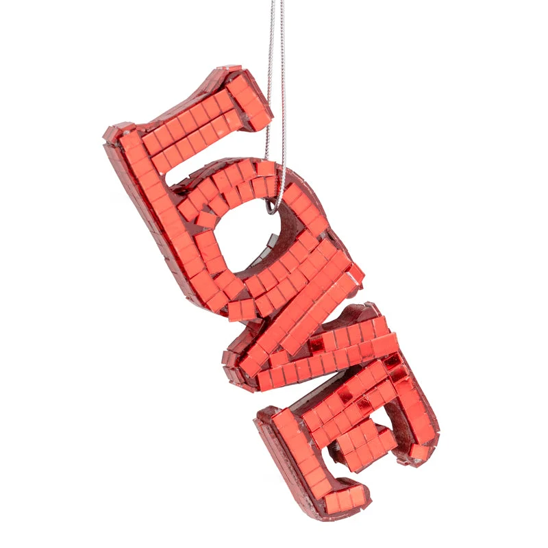 Weihnachtsanhänger Disco LOVE 12cm rot