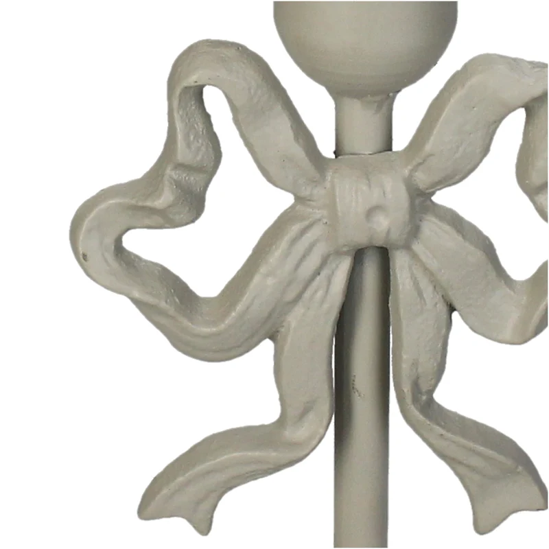 Kerzenständer mit Schleife, Metall, Elfenbein, 10 x 8,5 x 25,5 cm