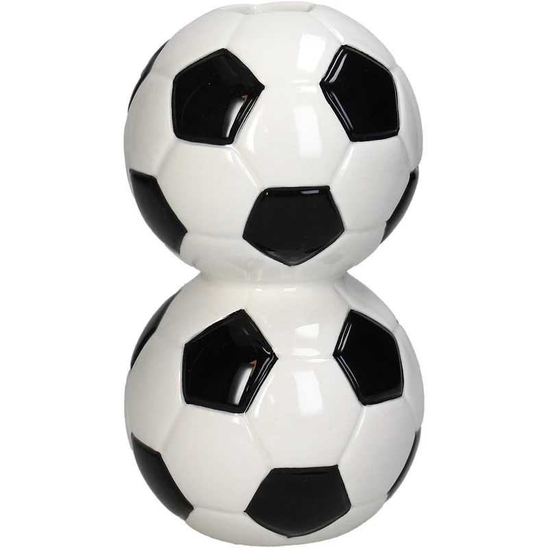 Vase in Fußballform, Steingut, Schwarz, 9,5 x 9,5 x 16,5 cm