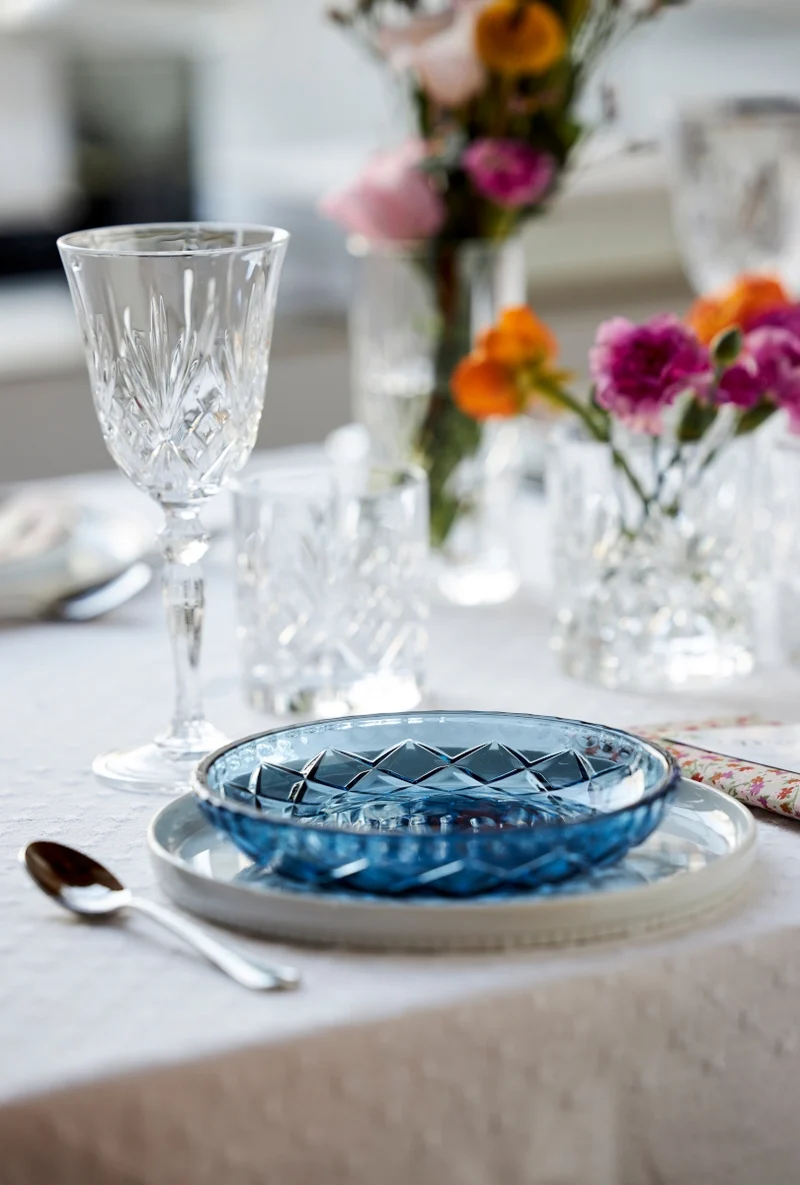 Lyngby Sorrento Teller Glas blau 16 cm Set4